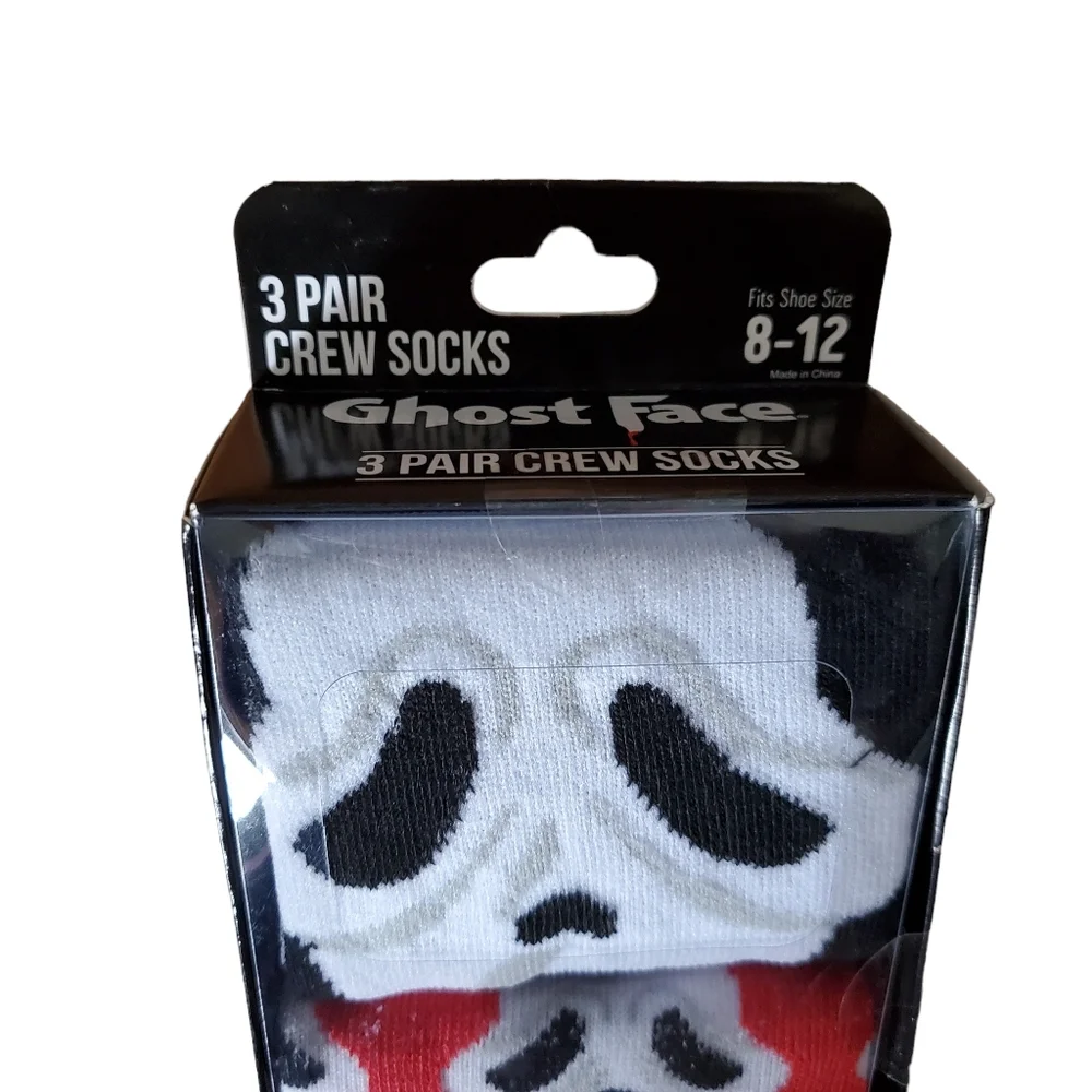 Ghost Face Scream Crew Socks 3‎ Pairs New